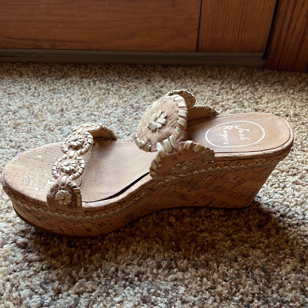 Brand new never worn Gold and cork wedges. Blingy and stylish.